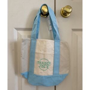 Trader Joe's Blue and Cream Tote Bag